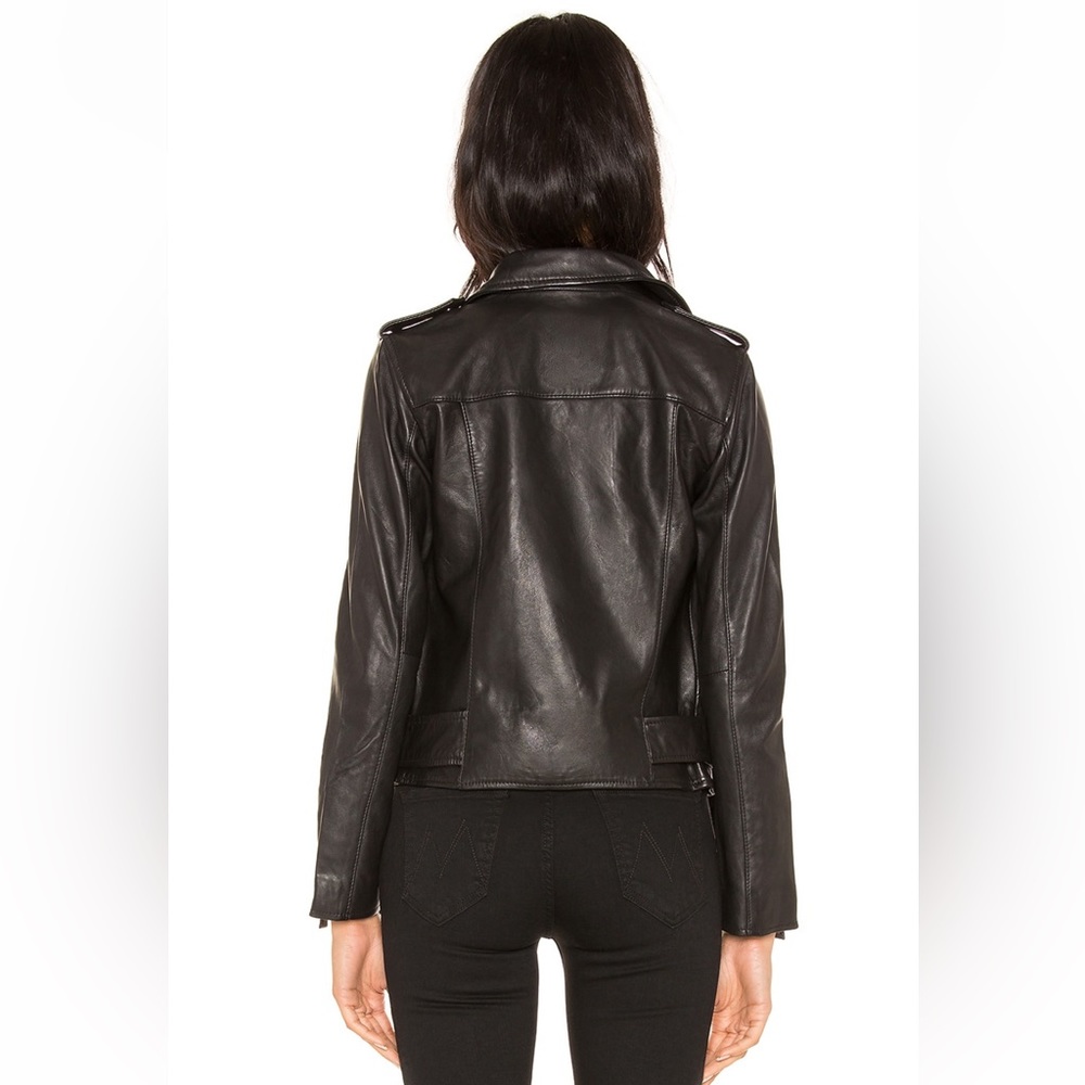 AllSaints Balfern Leather Biker Jacket - Black Lamb Leather - Size 4 - Picture 4 of 5